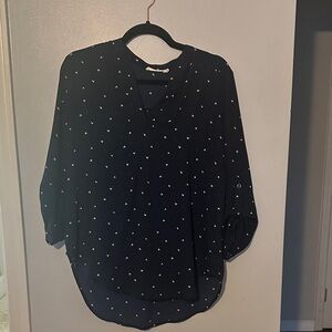 Lush Midnight Blue Blouse with Delicate Dots